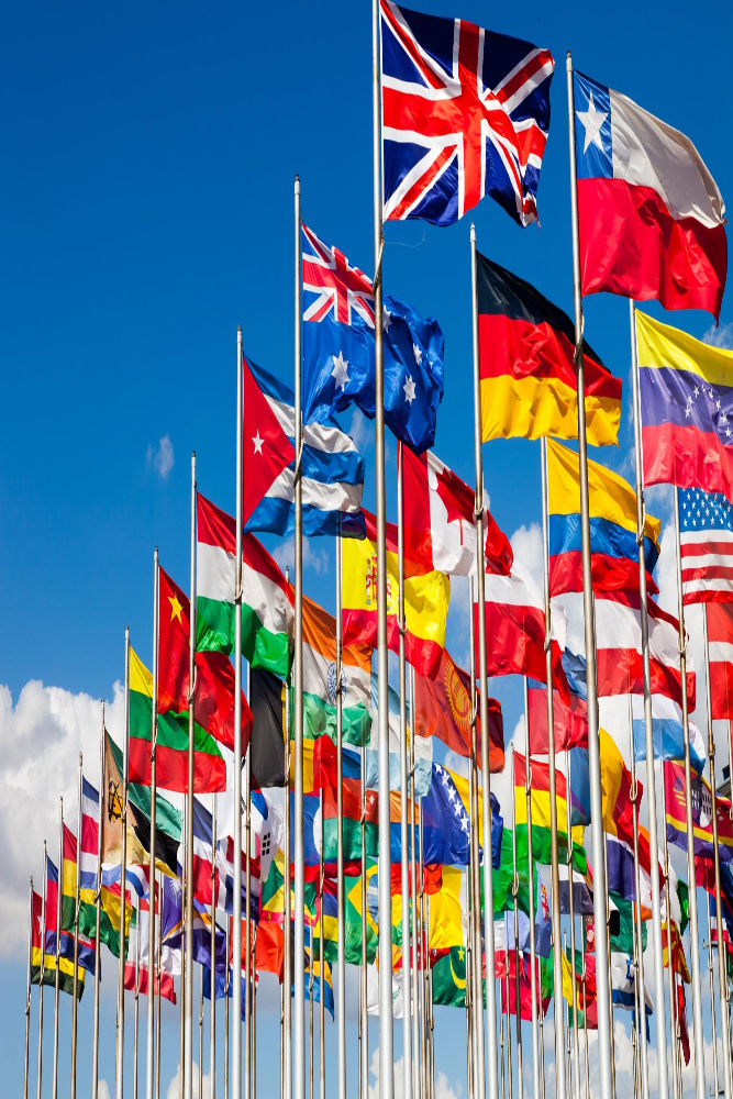 International flags flying