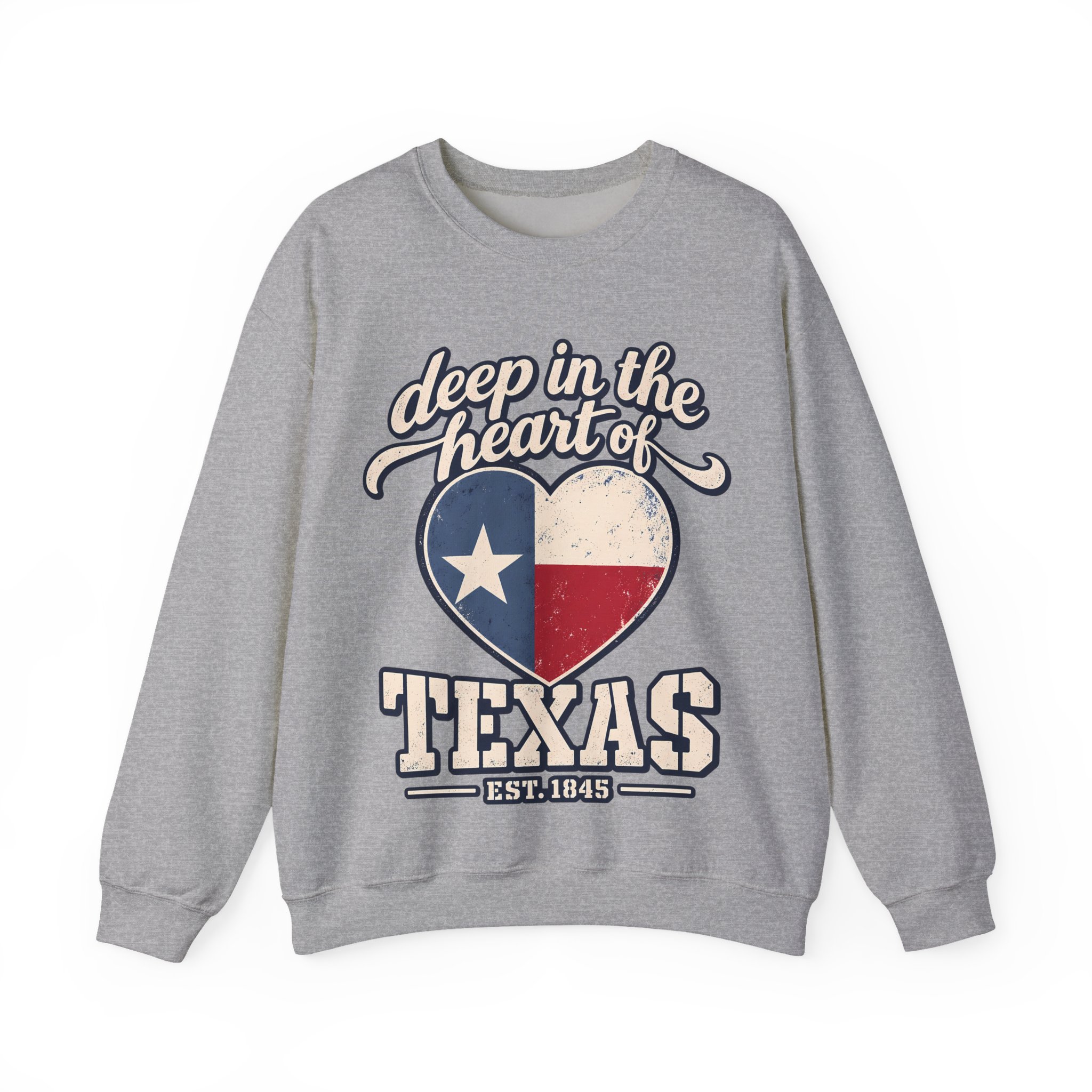 Deep in the Heart of Texas Crewneck Sweatshirt in Sport Grey, front view