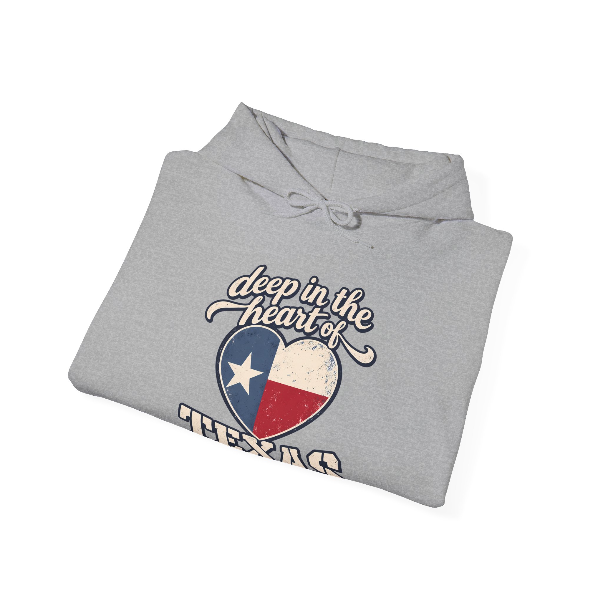 Deep in the Heart of Texas Hoodie in Sport Grey, folded