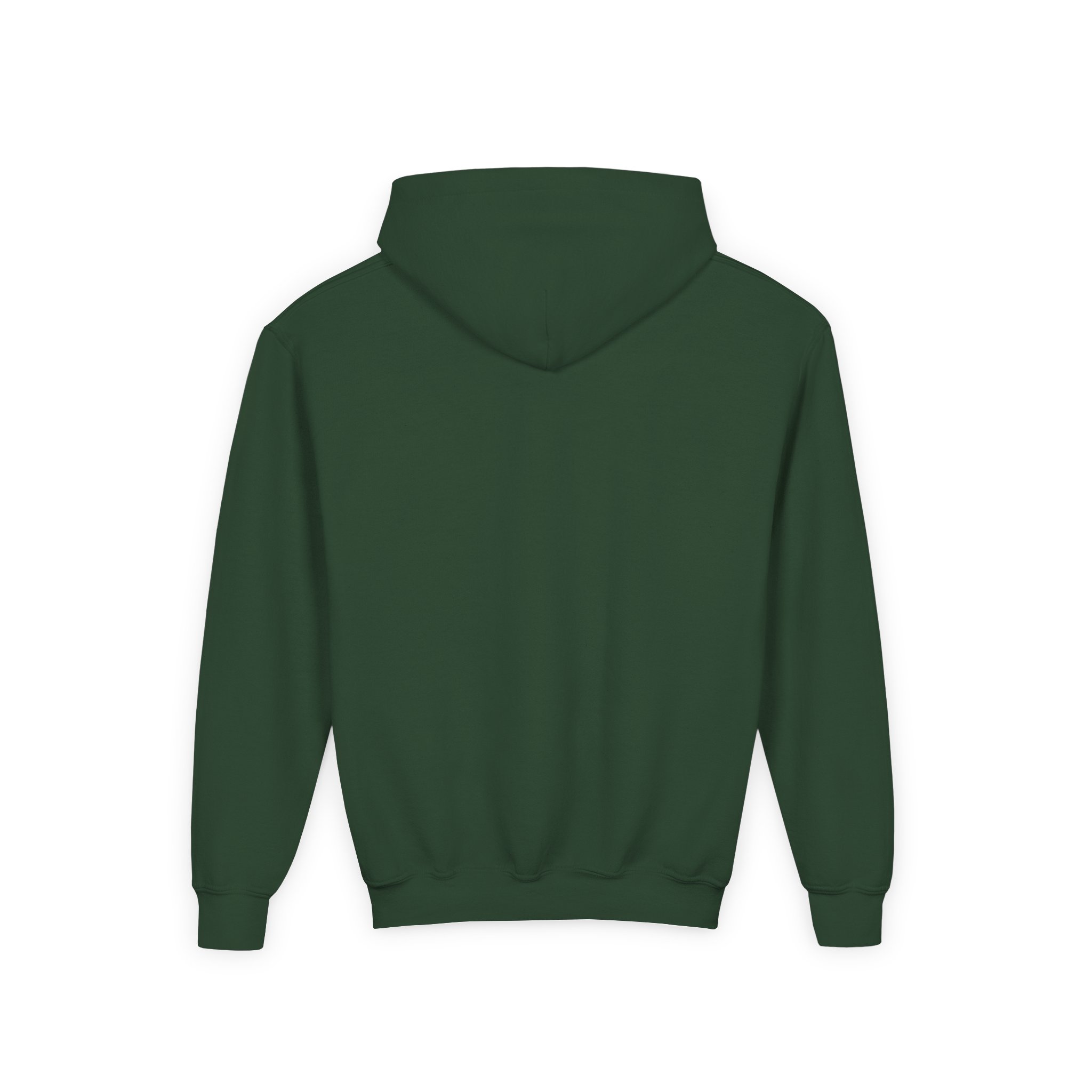 Deep in the Heart of Texas Youth Hoodie in Forest Green, back view