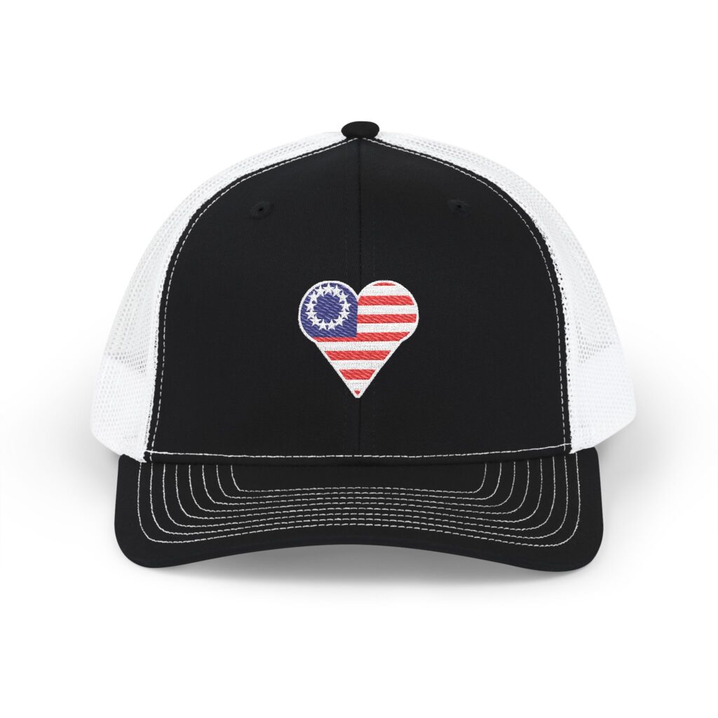 Flag Heart Embroidered Richardson 112 Trucker Hat