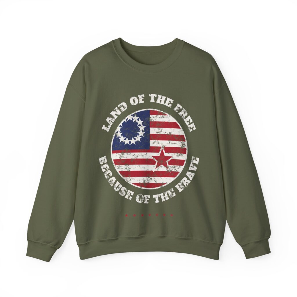 Land of the Free, Because of the Brave Crewneck Sweatshirt