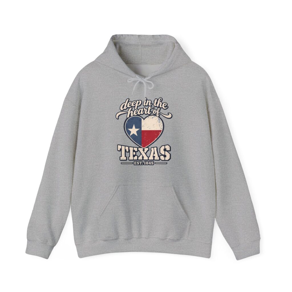 Deep in the Heart of Texas Hoodie in Sport Grey, front view