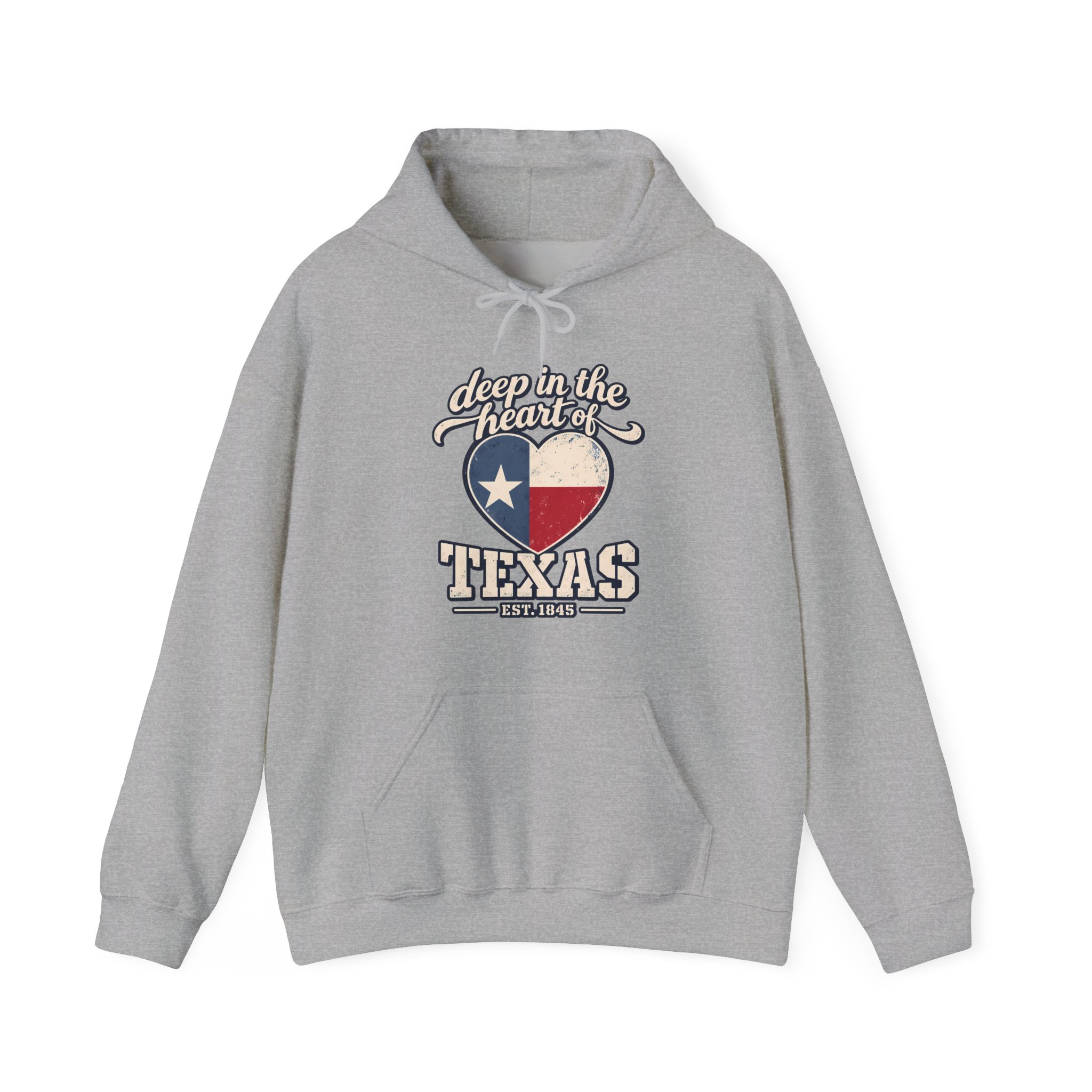 Deep in the Heart of Texas Hoodie in Sport Grey, front view