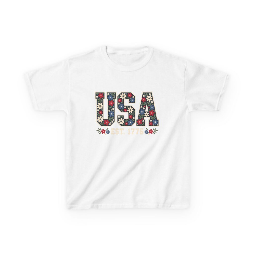 USA Floral Est. 1776 Kids Tee