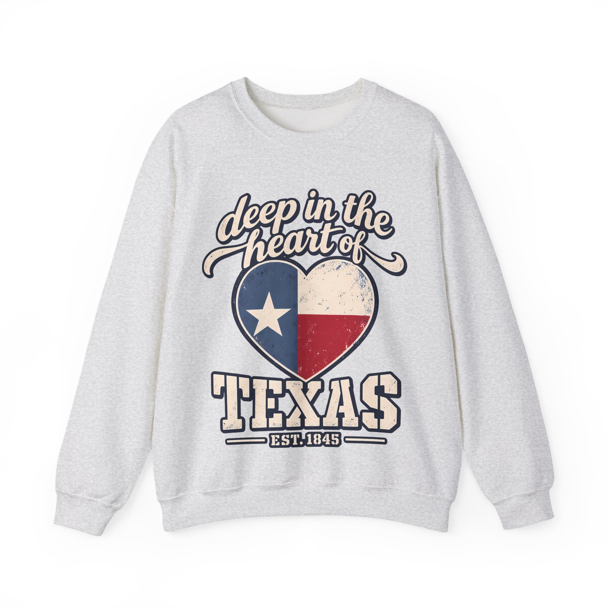 Deep in the Heart of Texas Crewneck Sweatshirt in Ash, front view