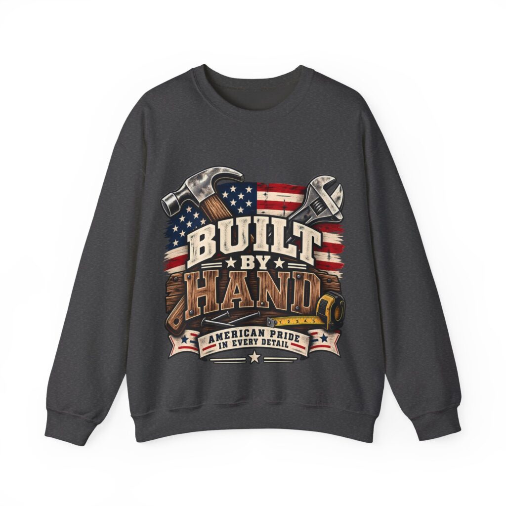 Built by Hand Crewneck Sweatshirt in Dark Heather, front view