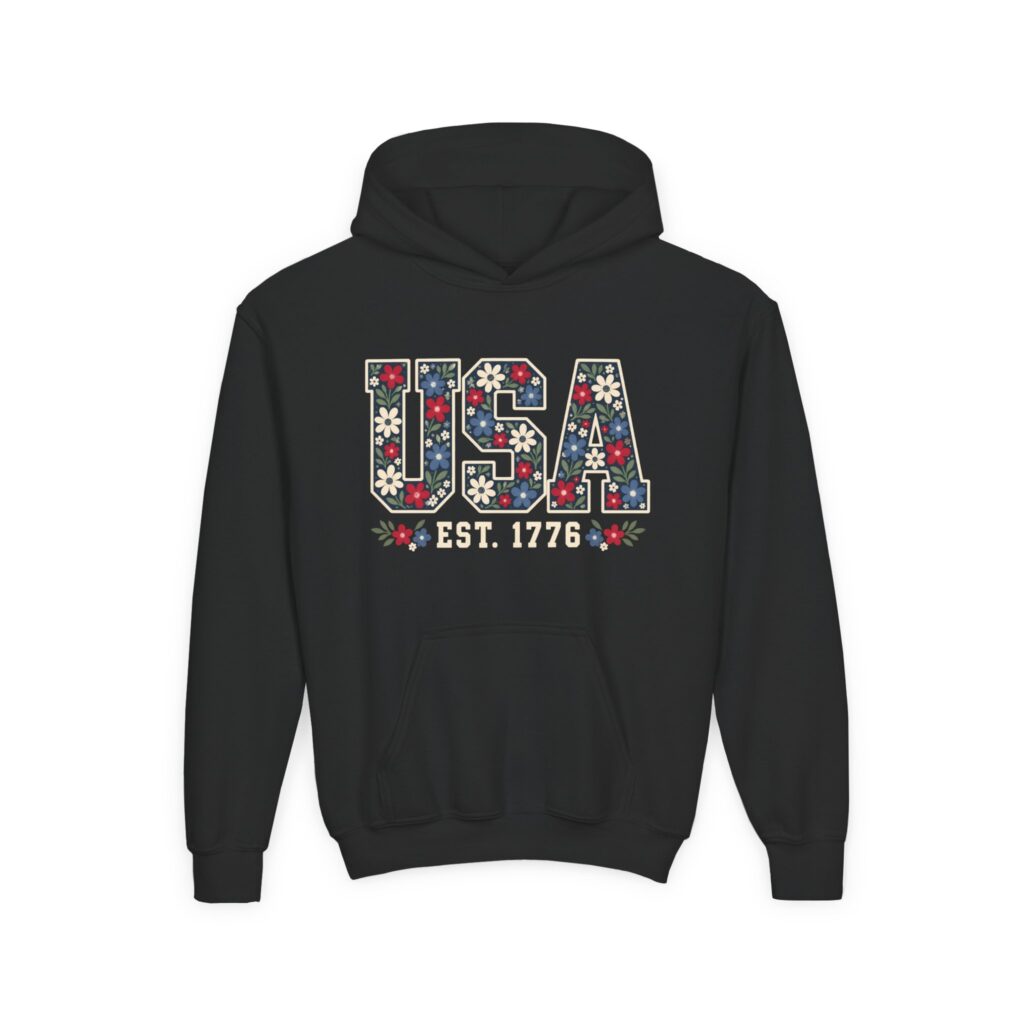 USA Floral Est. 1776 Youth Hoodie