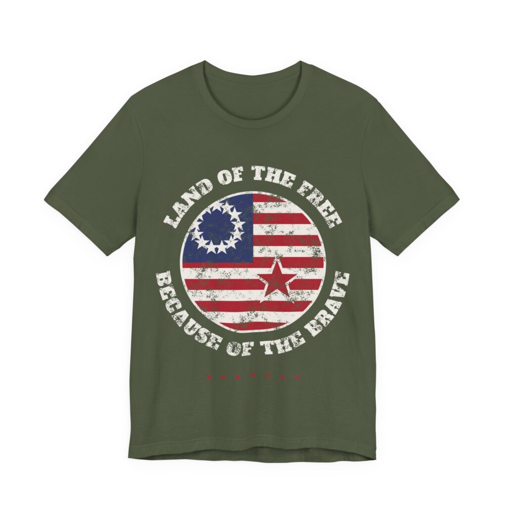 Land of the Free, Because of the Brave Soft Cotton Tee