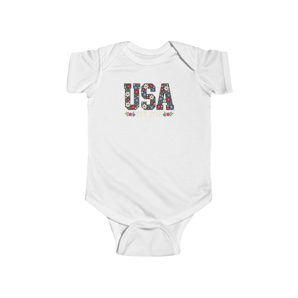 USA Floral Est. 1776 Baby Bodysuit