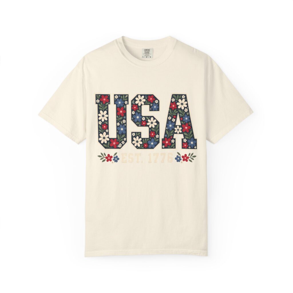 USA Floral Est. 1776 Comfort Colors Tee