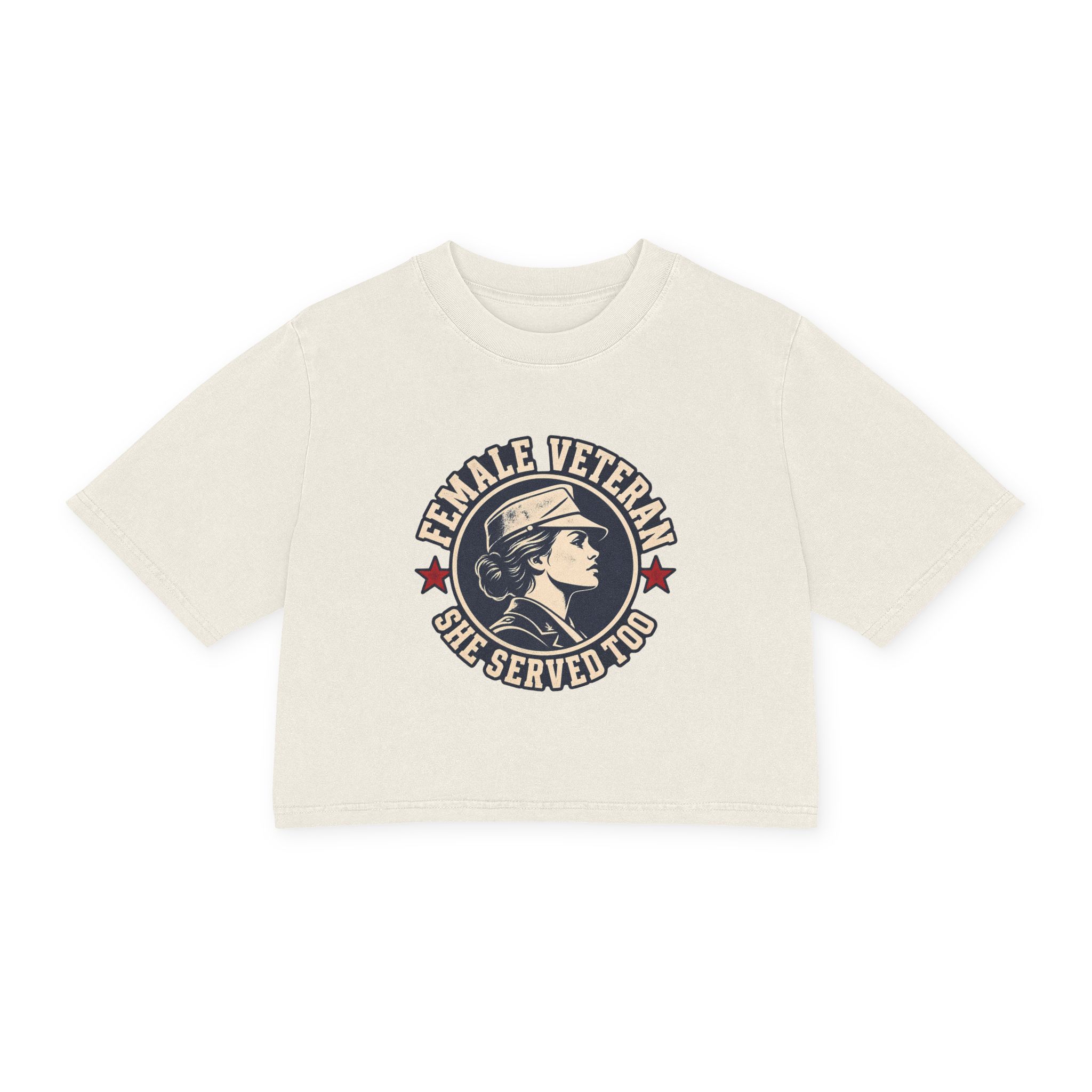 Female Veteran, She Served Too Women's Cropped Tee