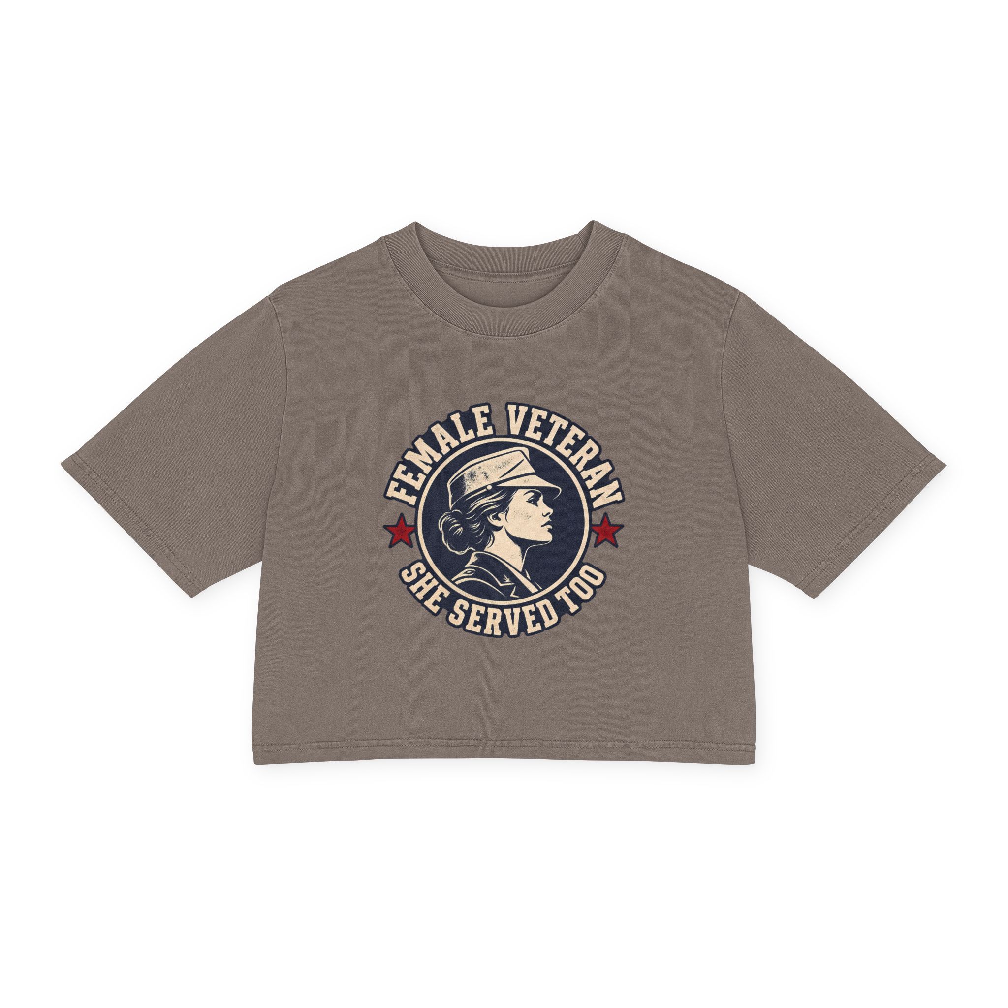 Female Veteran, She Served Too Women's Cropped Tee - Image 4