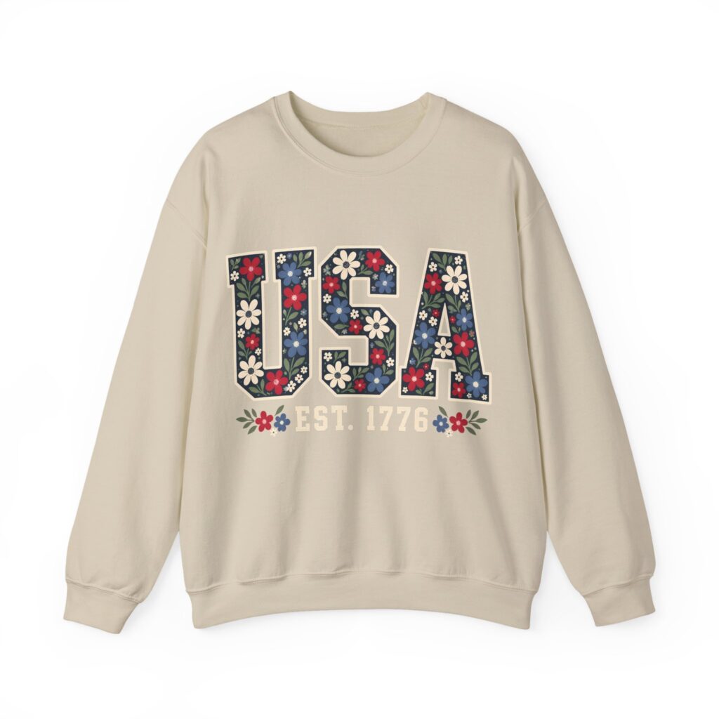 USA Floral Est. 1776 Crewneck Sweatshirt