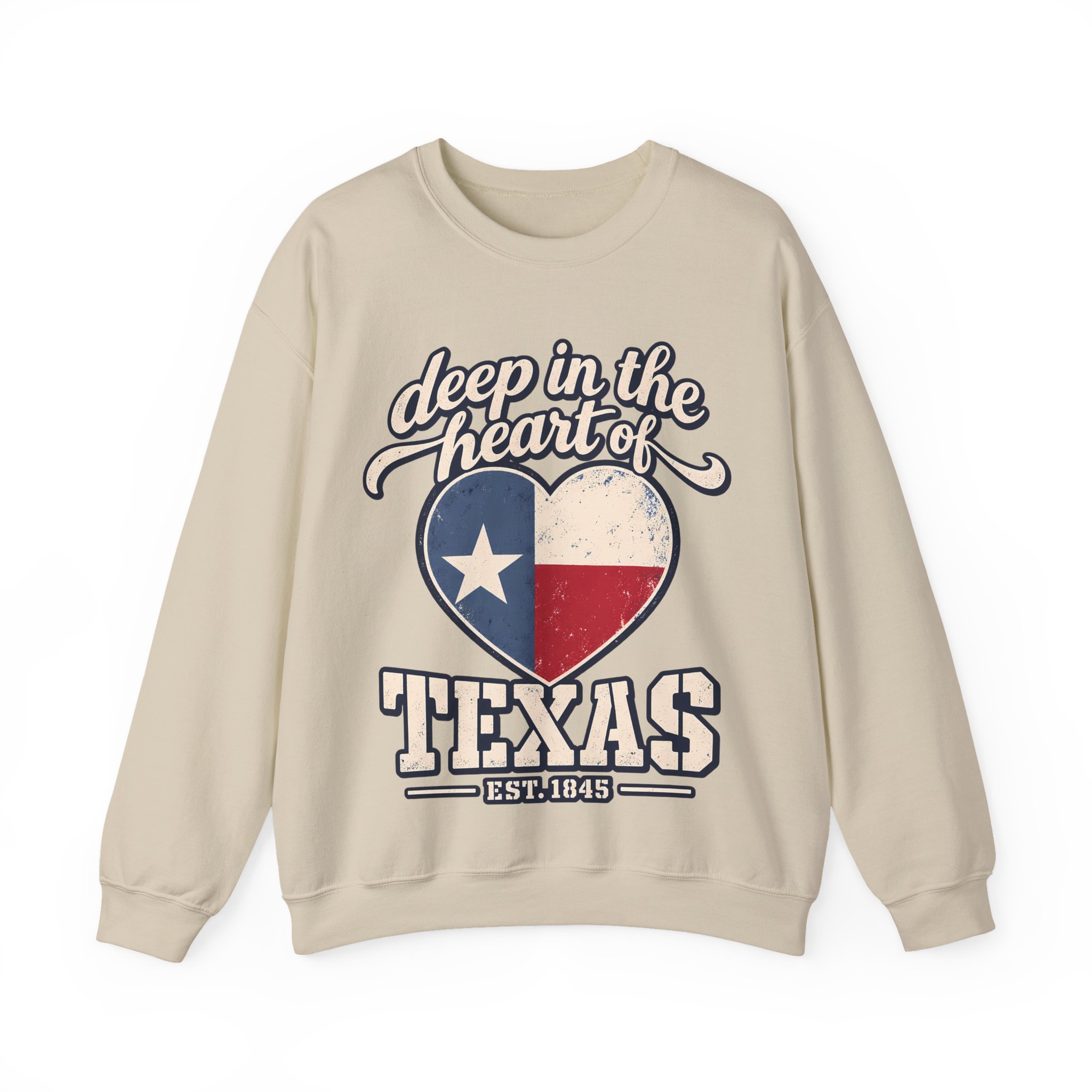 Deep in the Heart of Texas Crewneck Sweatshirt in Sand, front view