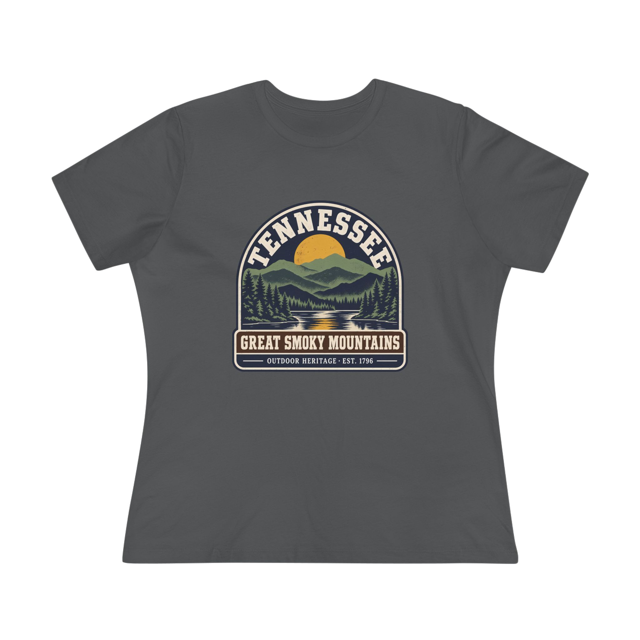 Tennessee Great Smoky Mountains Women's Relaxed Tee in Asphalt, front view