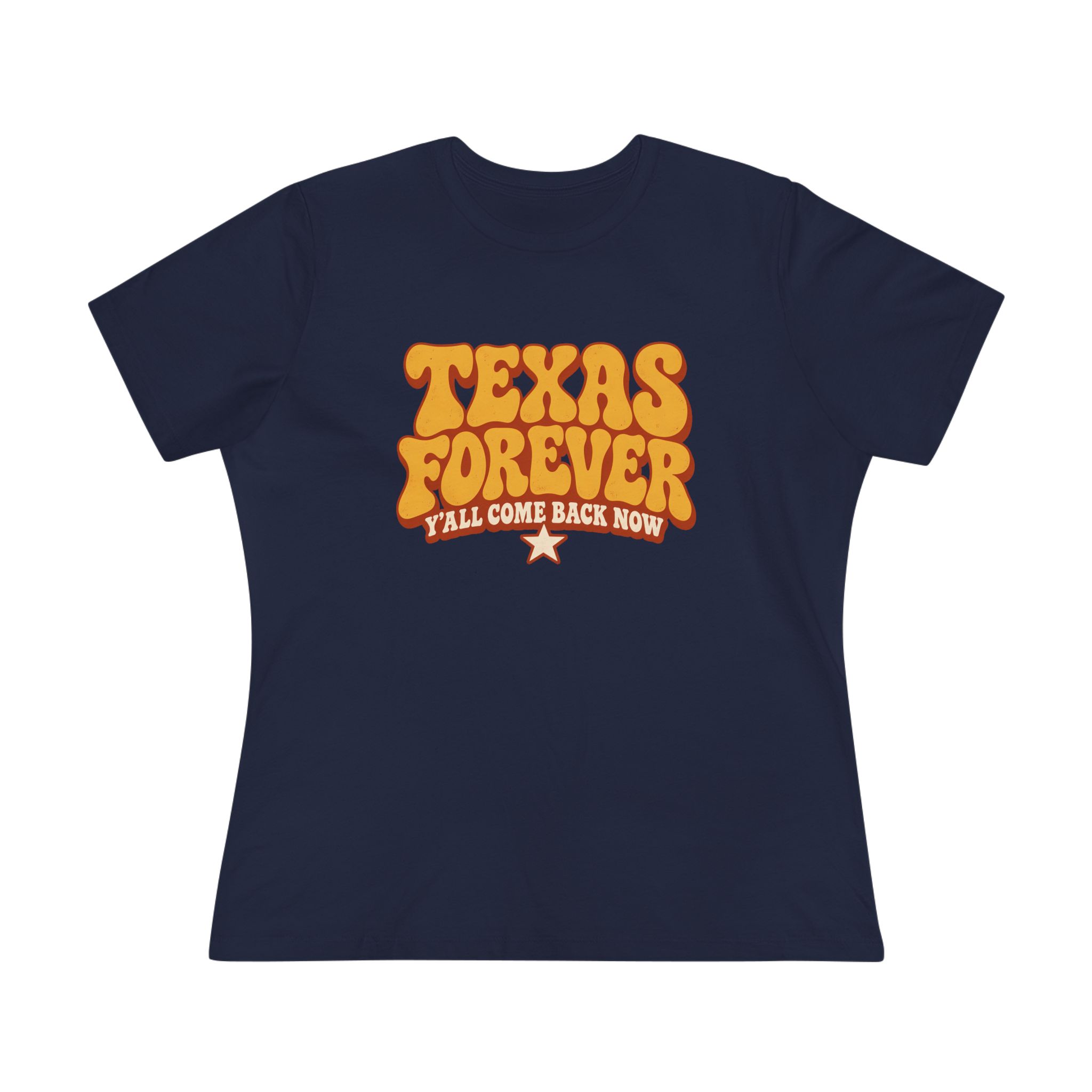 Texas Forever Women's Relaxed Tee in Navy, front view