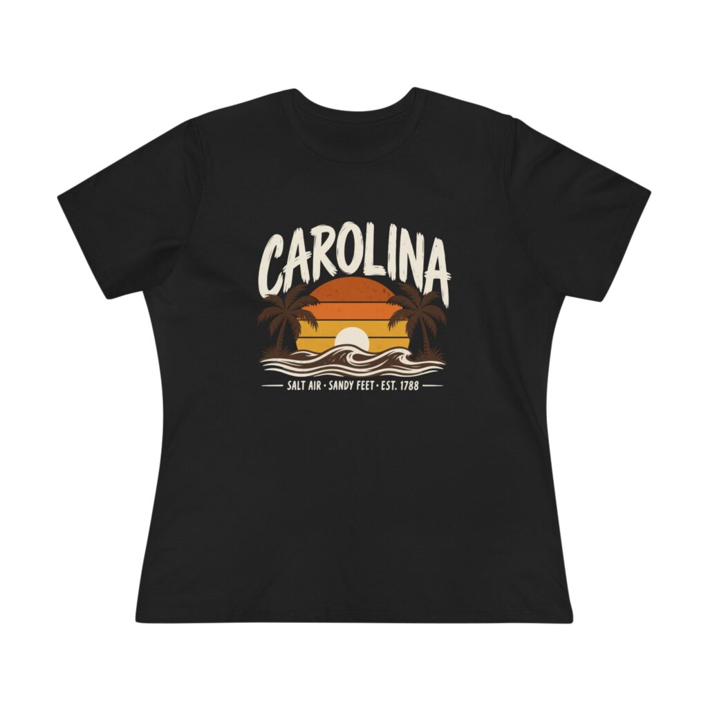 Carolina Salt Air Women's Relaxed Tee in Black, front view