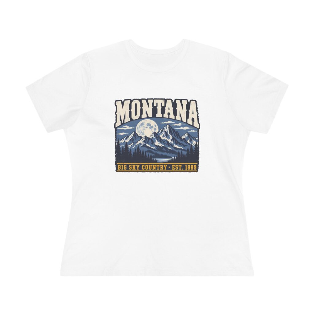 Montana Big Sky Country Women's Relaxed Tee in White, front view
