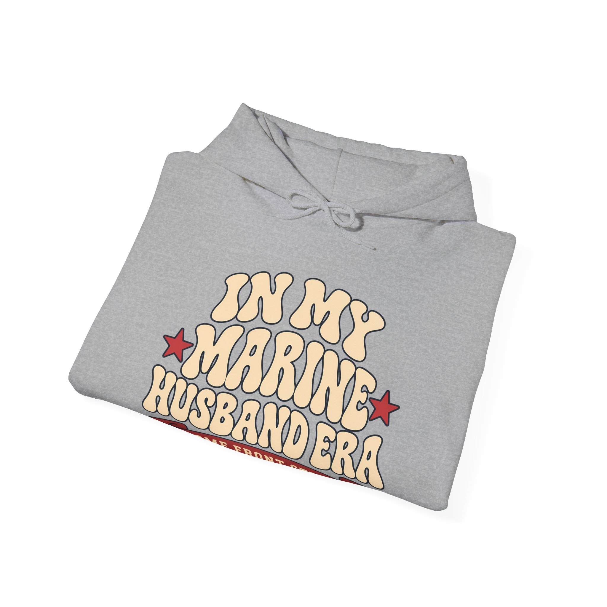 In My Marine Husband Era Hoodie in Sport Grey, folded
