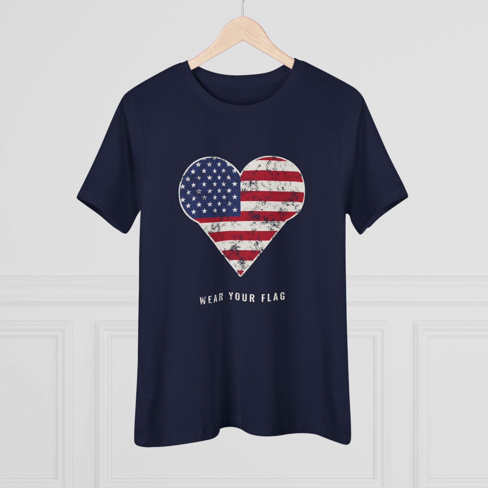 Flag Heart Women's Relaxed Tee in Navy
