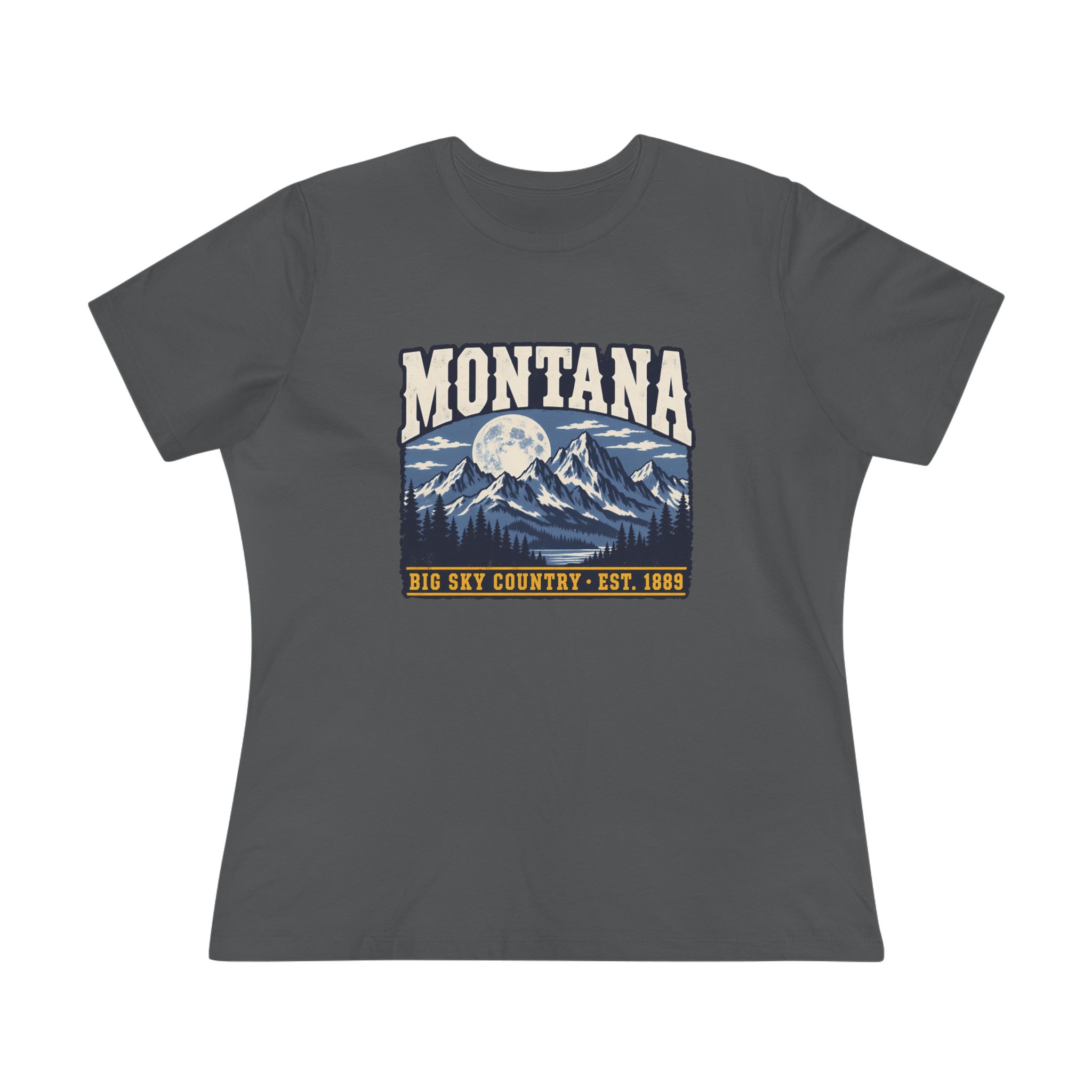 Montana Big Sky Country Women's Relaxed Tee in Asphalt, front view