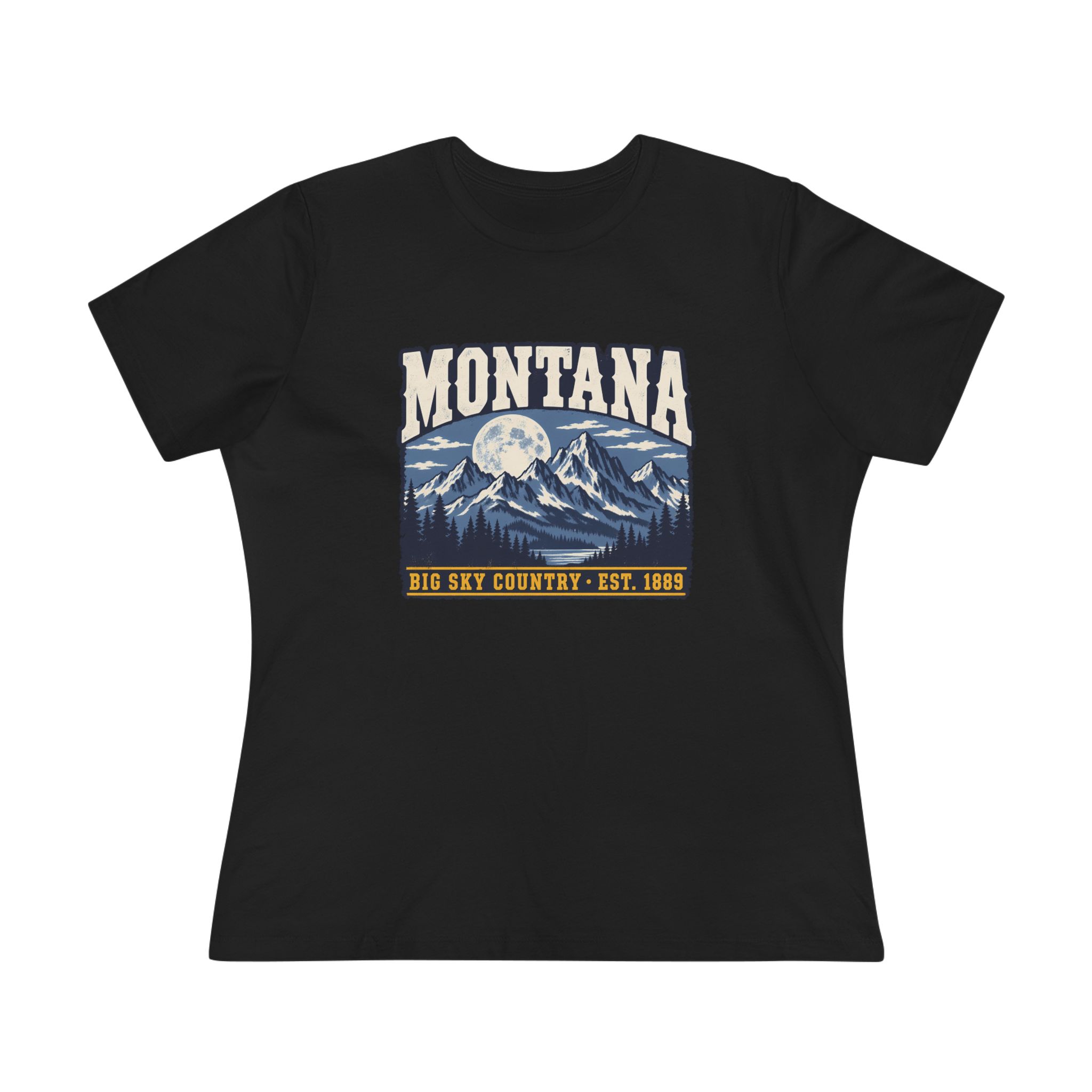 Montana Big Sky Country Women's Relaxed Tee in Black, front view