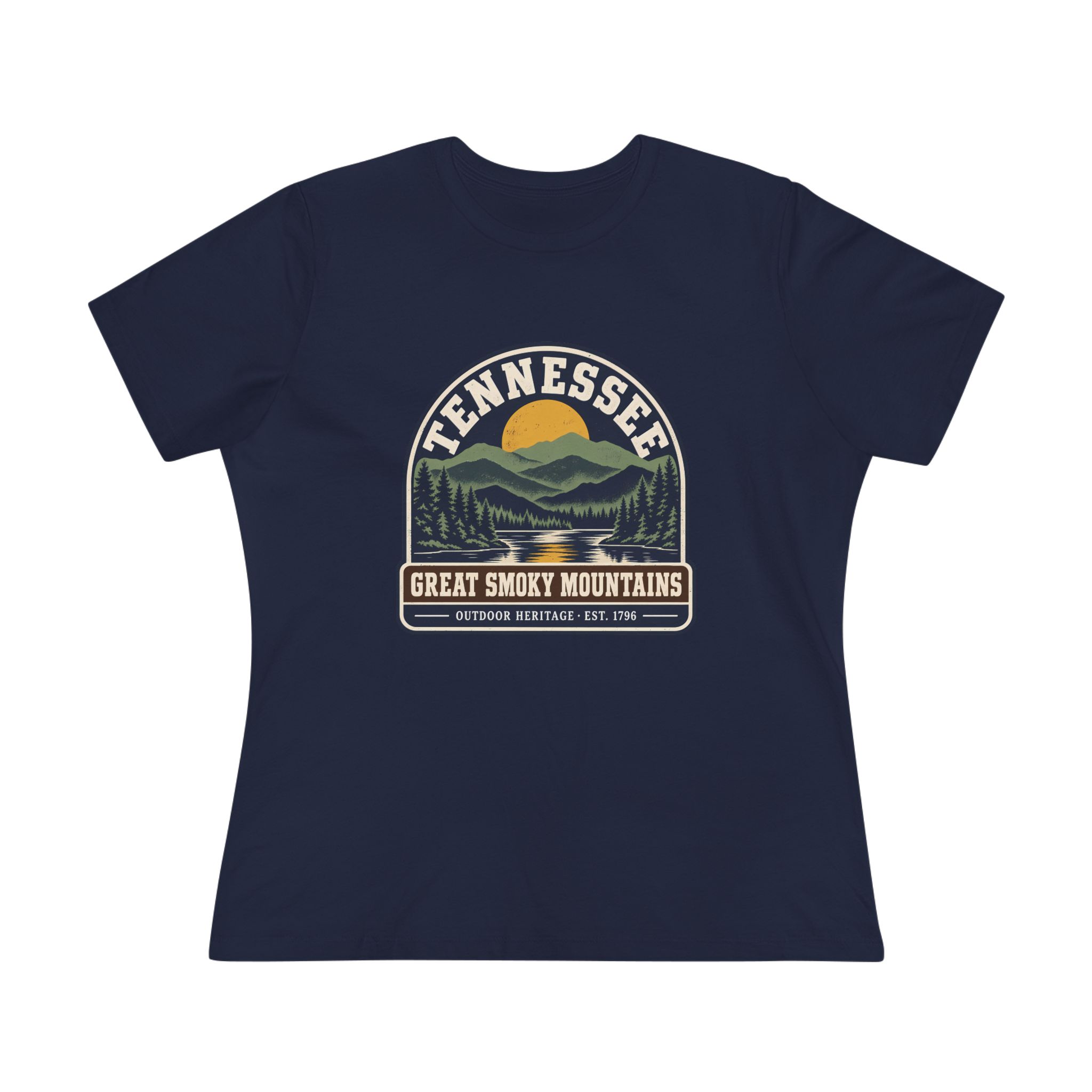 Tennessee Great Smoky Mountains Women's Relaxed Tee in Navy, front view