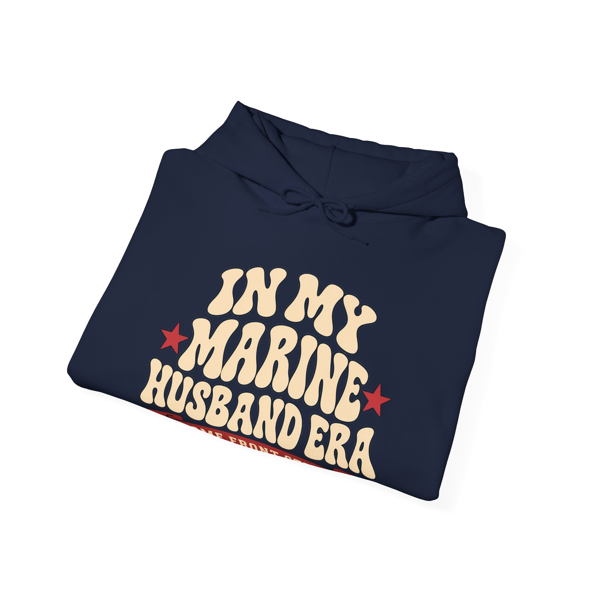 In My Marine Husband Era Hoodie in Navy, folded