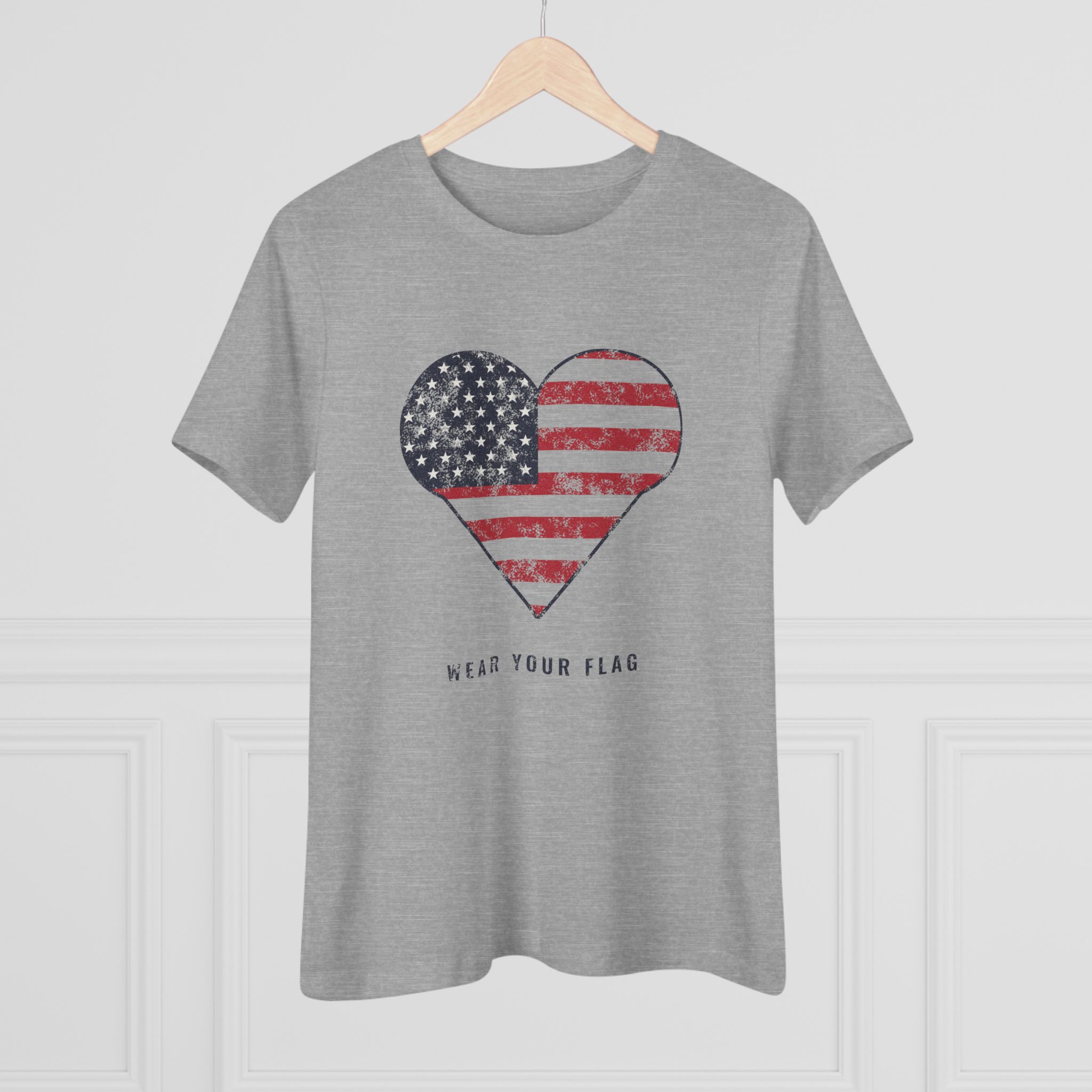 Flag Heart Women's Relaxed Tee in Athletic Heather