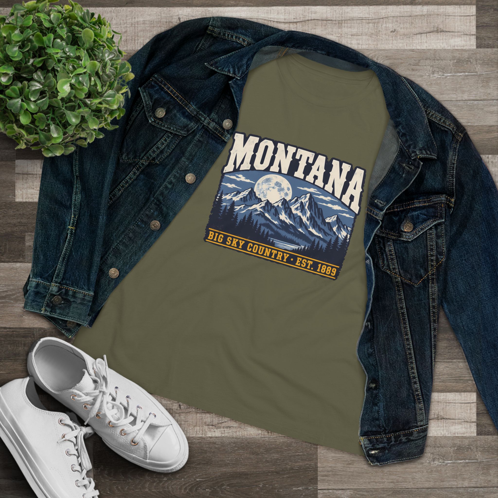 Montana Big Sky Country Women's Relaxed Tee in Military Green