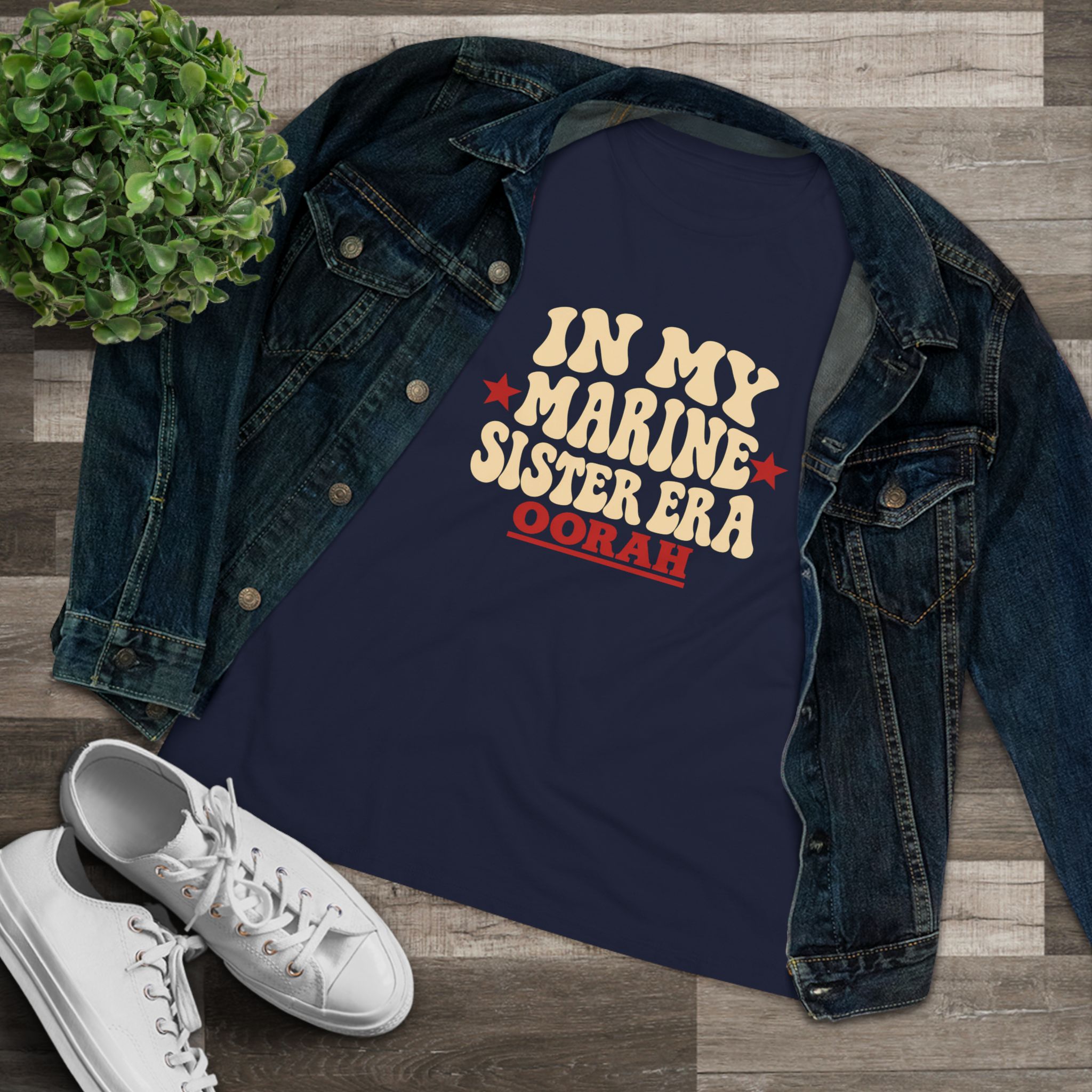 In My Marine Sister Era Women's Relaxed Tee in Navy