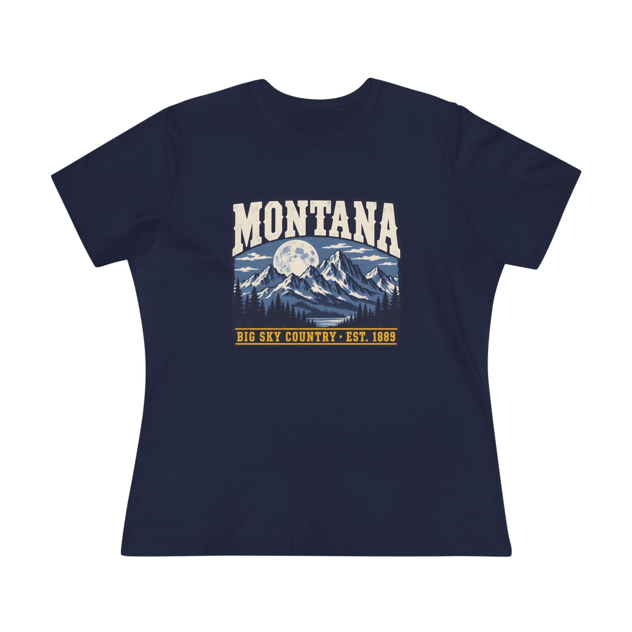 Montana Big Sky Country Women's Relaxed Tee in Navy, front view