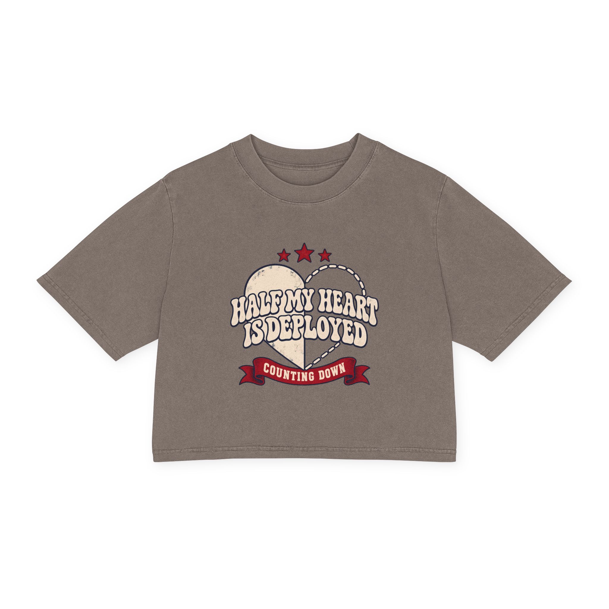 Half My Heart Is Deployed Women's Cropped Tee - Image 3