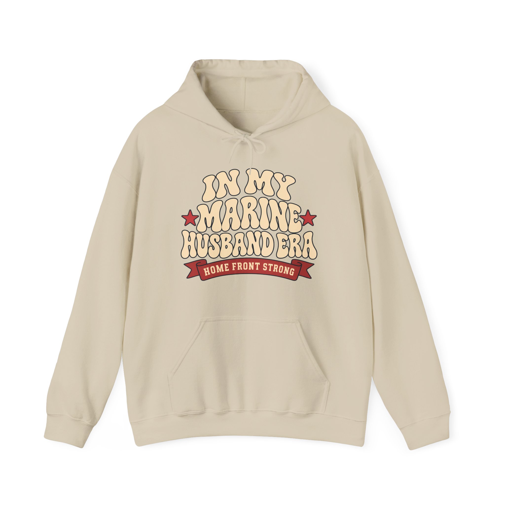 In My Marine Husband Era Hoodie in Sand, front view