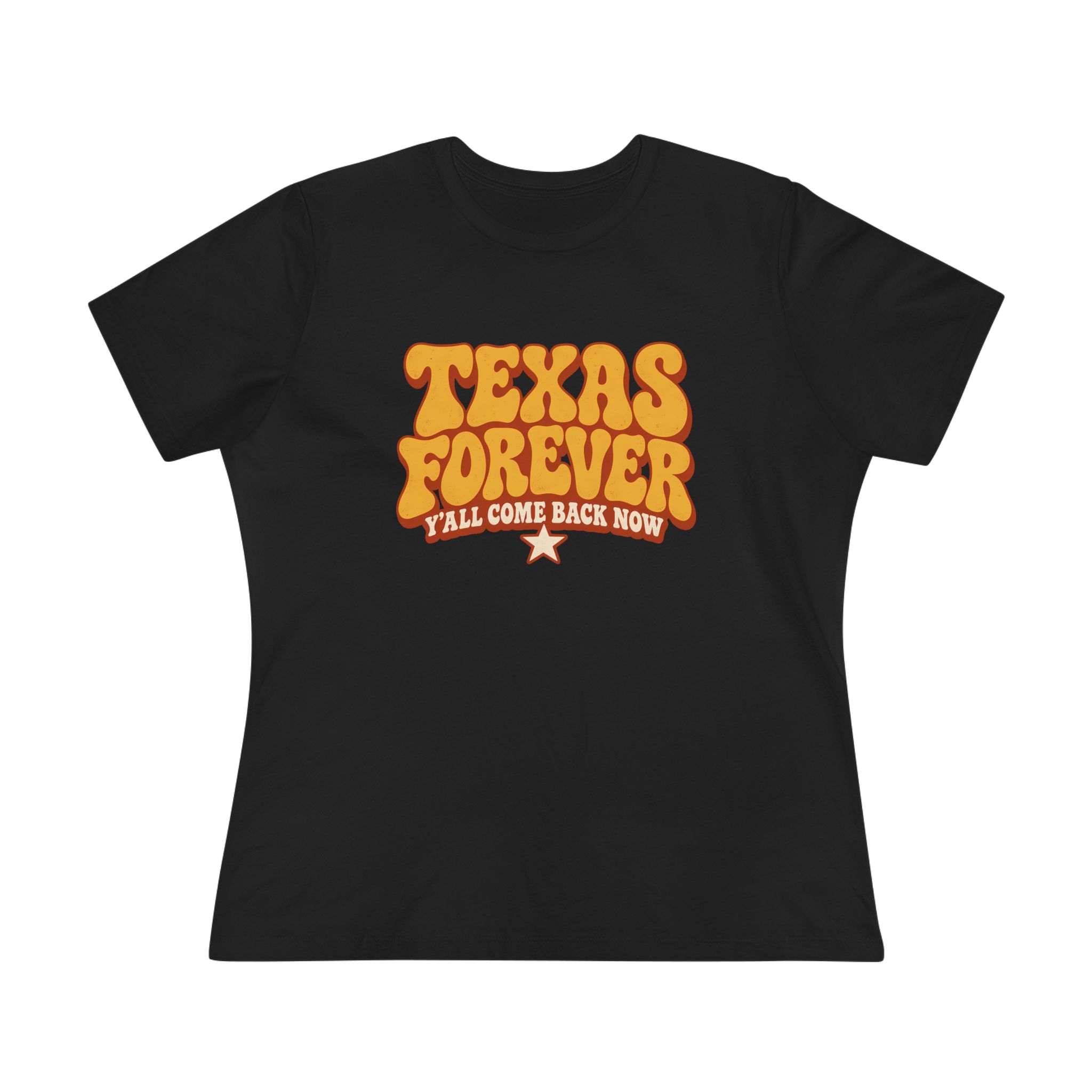 Texas Forever Women's Relaxed Tee in Black, front view