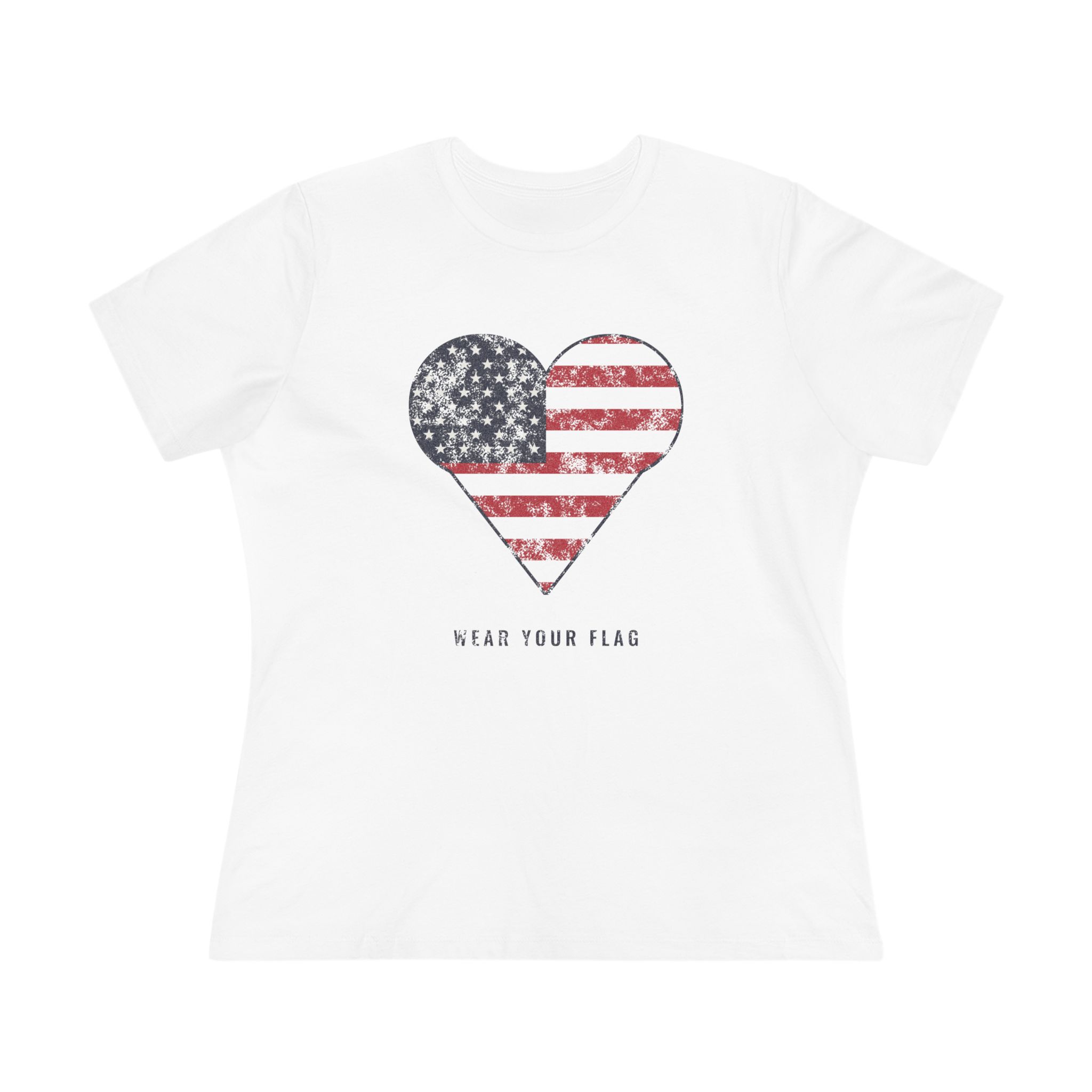 Flag Heart Women's Relaxed Tee in White, front view