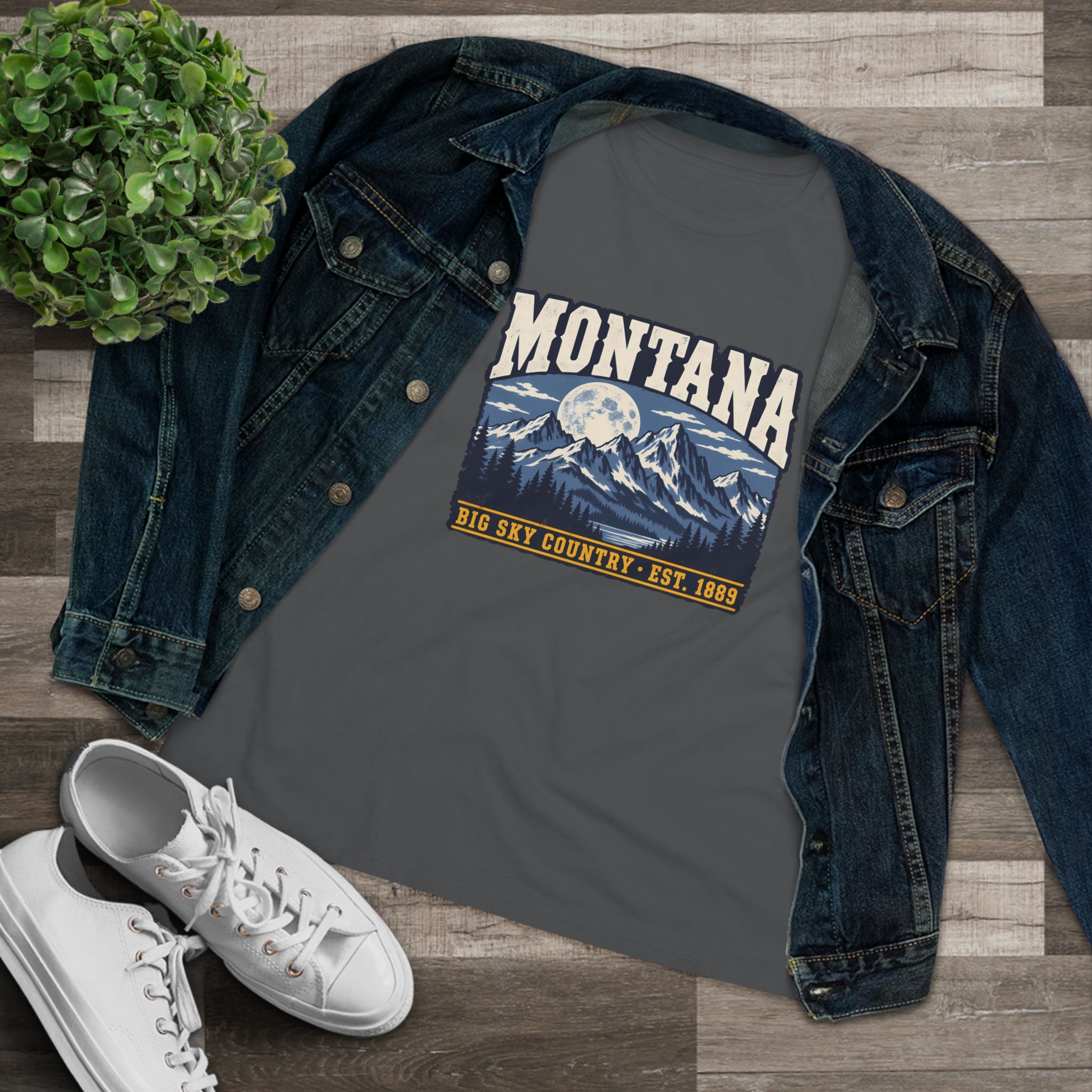 Montana Big Sky Country Women's Relaxed Tee in Asphalt