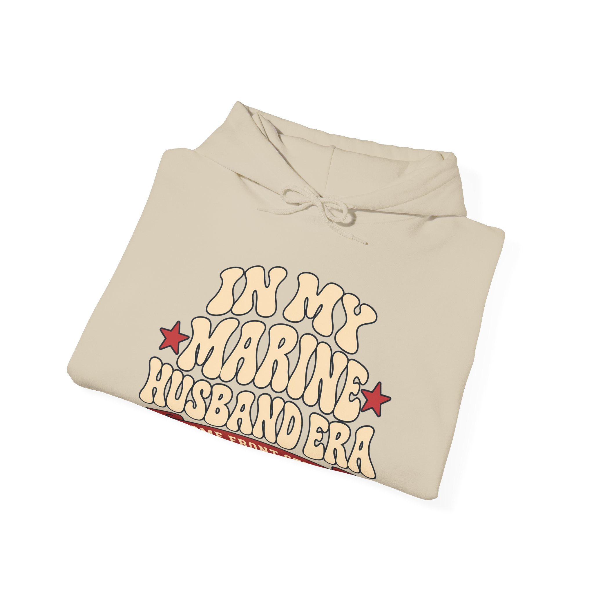 In My Marine Husband Era Hoodie in Sand, folded