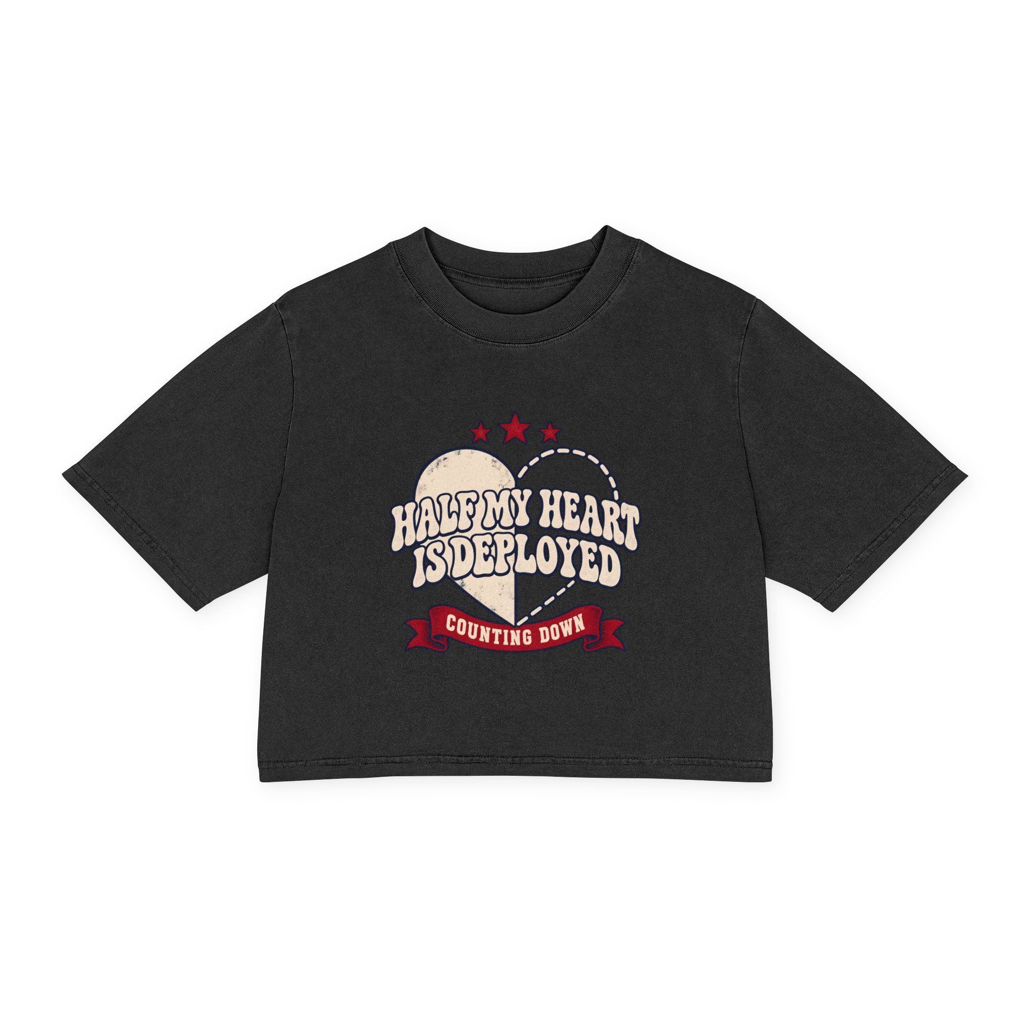Half My Heart Is Deployed Women's Cropped Tee - Image 5