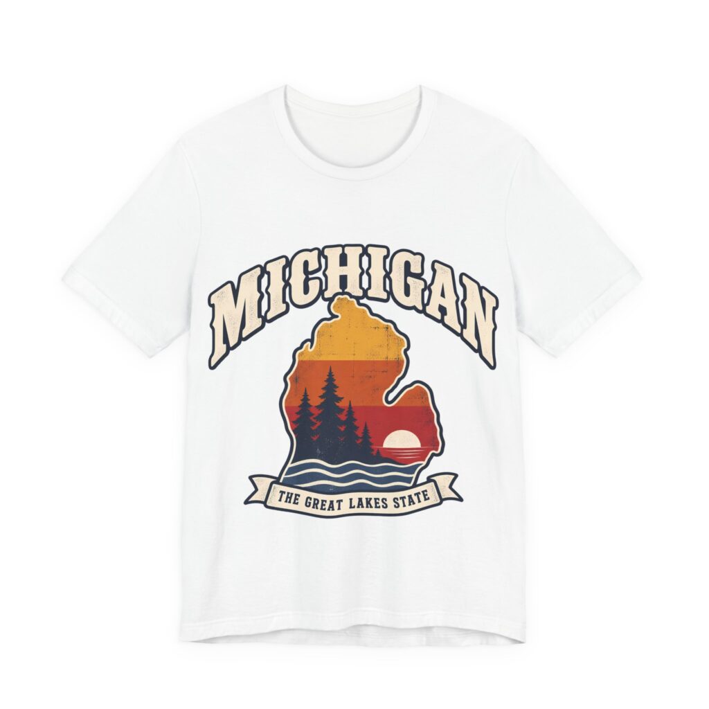 Michigan, The Great Lakes State Soft Cotton Tee