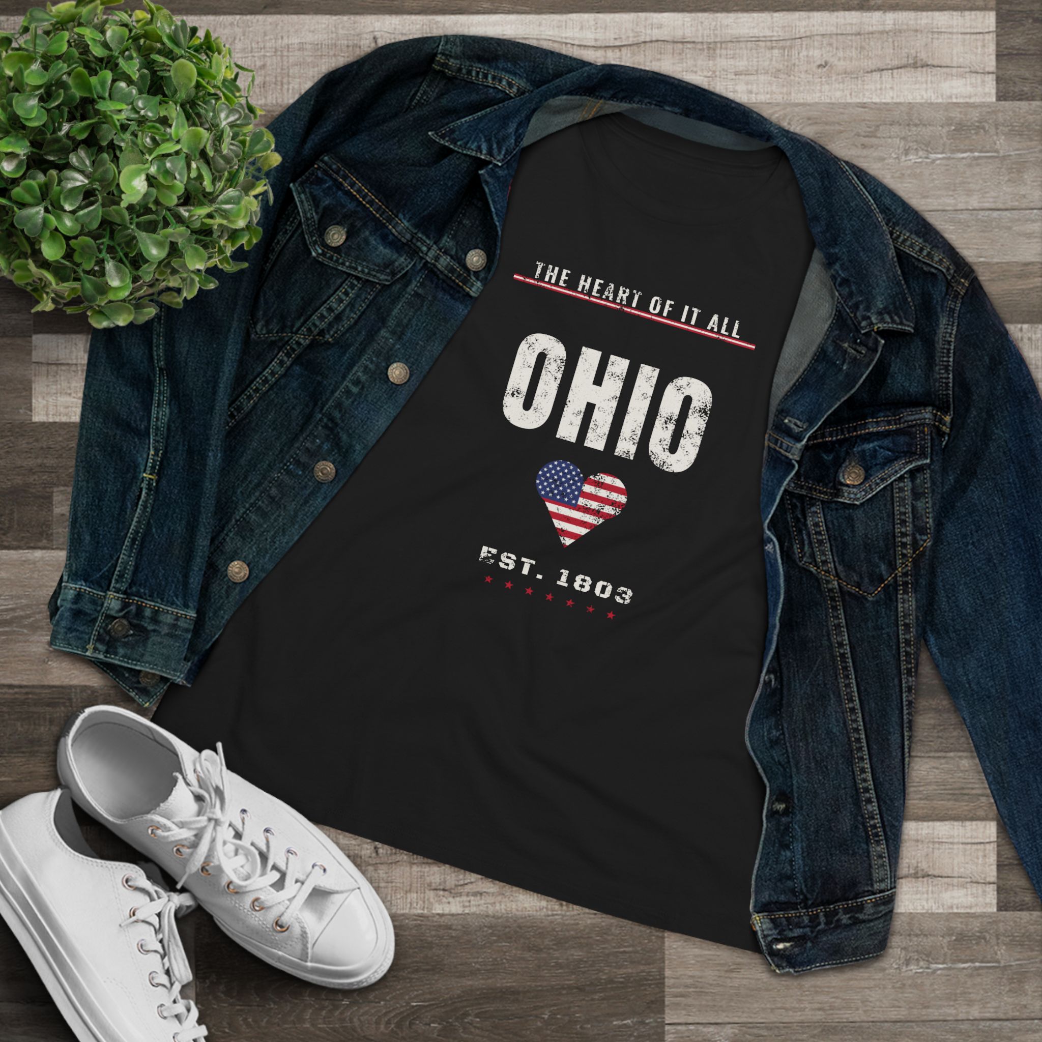 Ohio Heart of It All Women's Relaxed Tee in Black