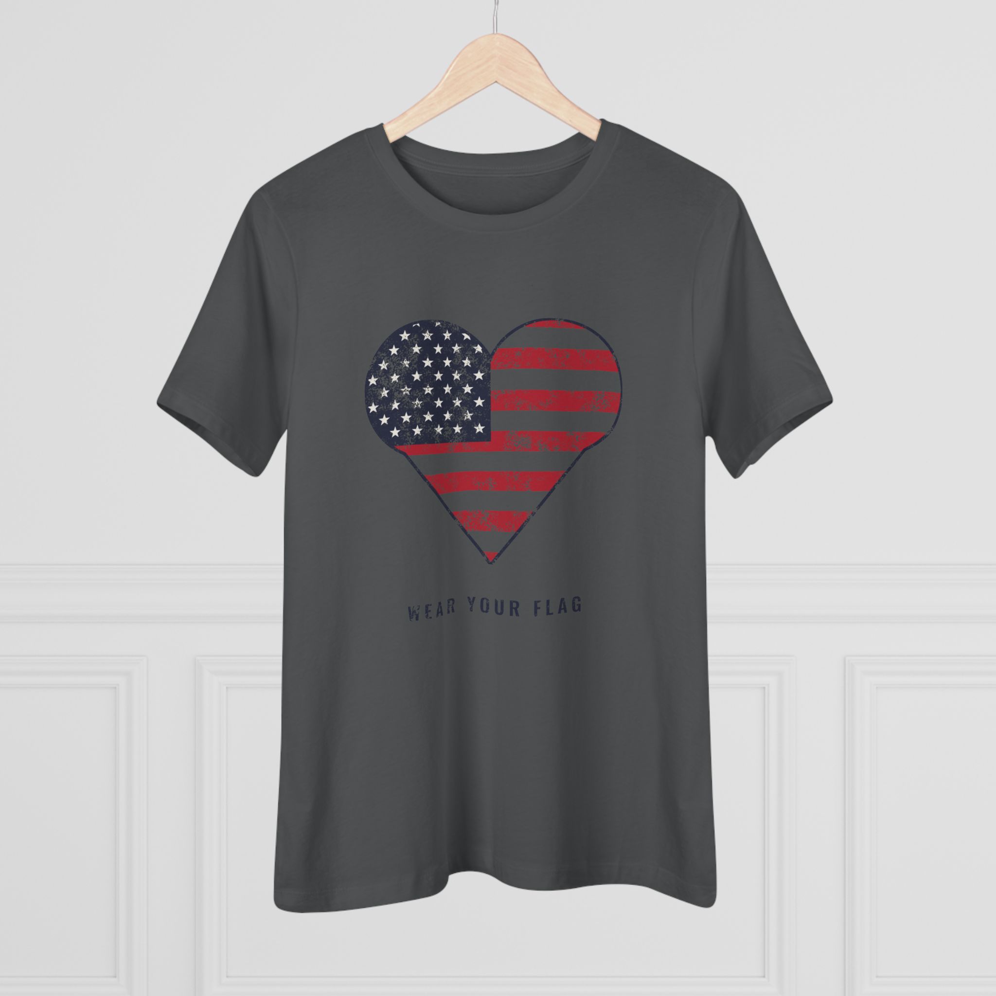Flag Heart Women's Relaxed Tee in Asphalt