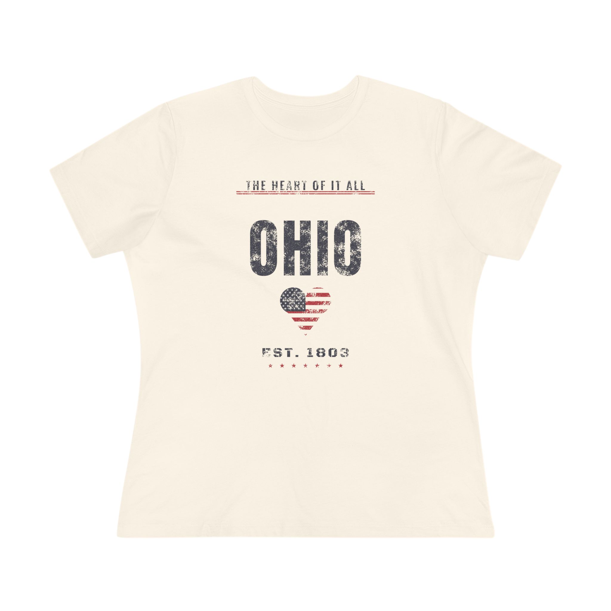 Ohio Heart of It All Women's Relaxed Tee in Natural, front view
