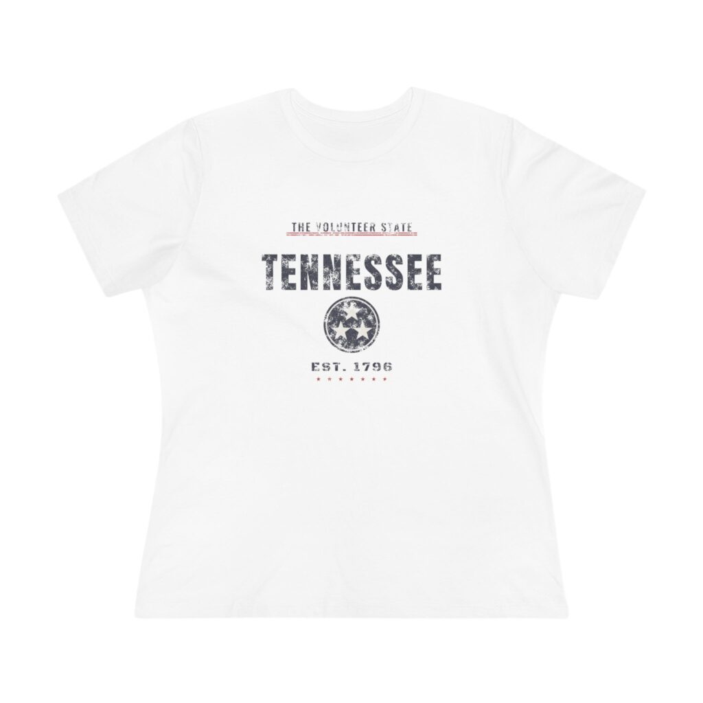 Tennessee Volunteer State Women's Relaxed Tee in White, front view