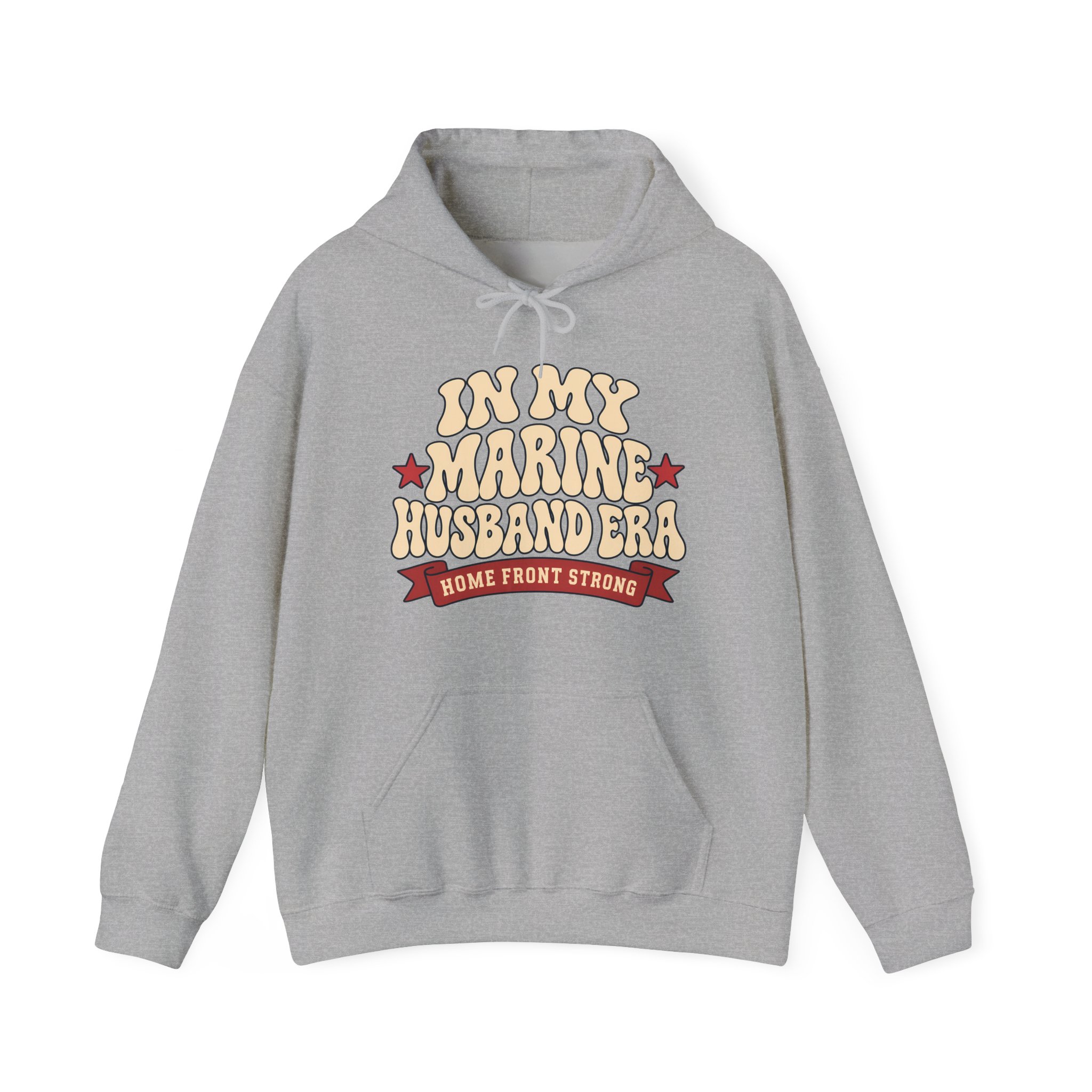 In My Marine Husband Era Hoodie in Sport Grey, front view