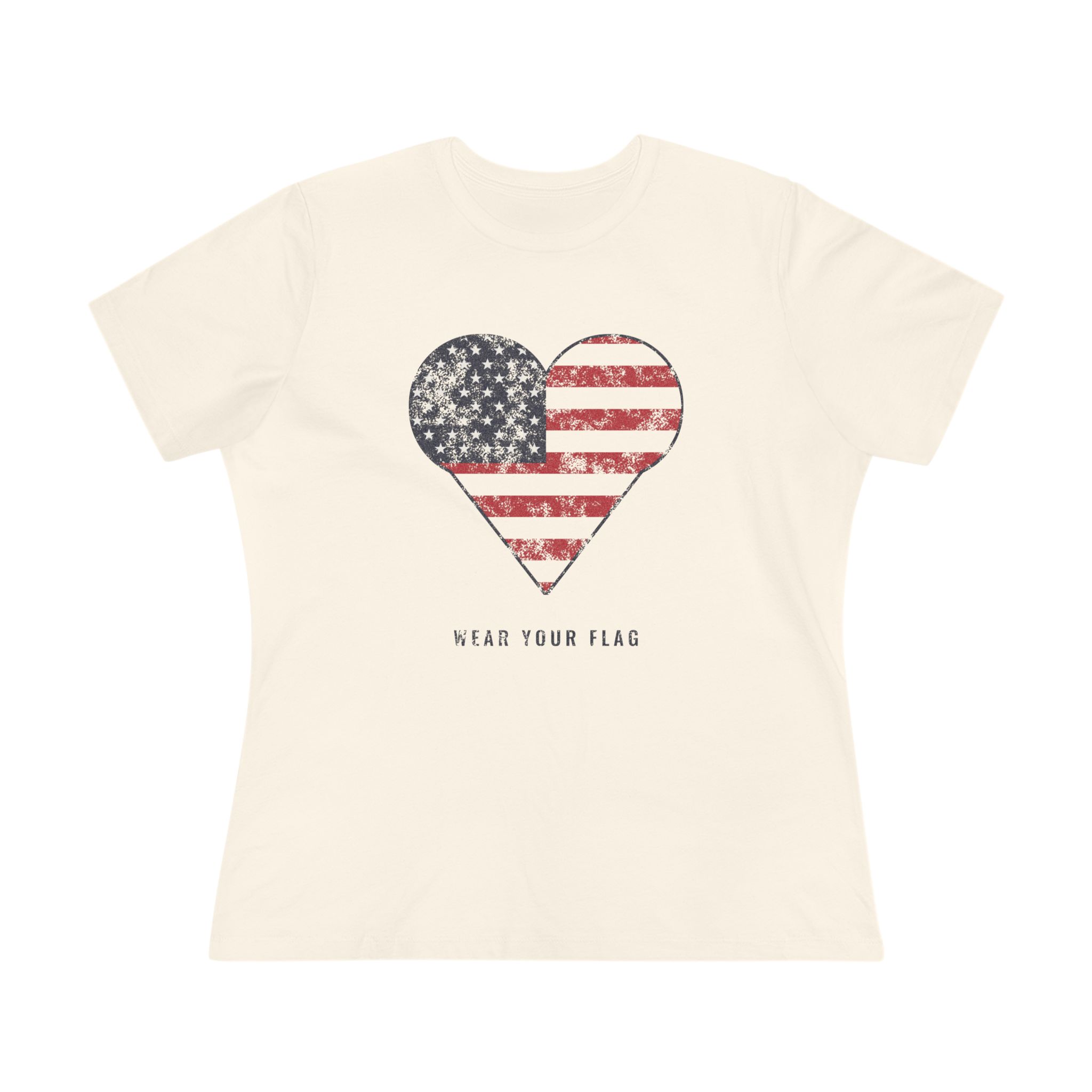 Flag Heart Women's Relaxed Tee in Natural, front view