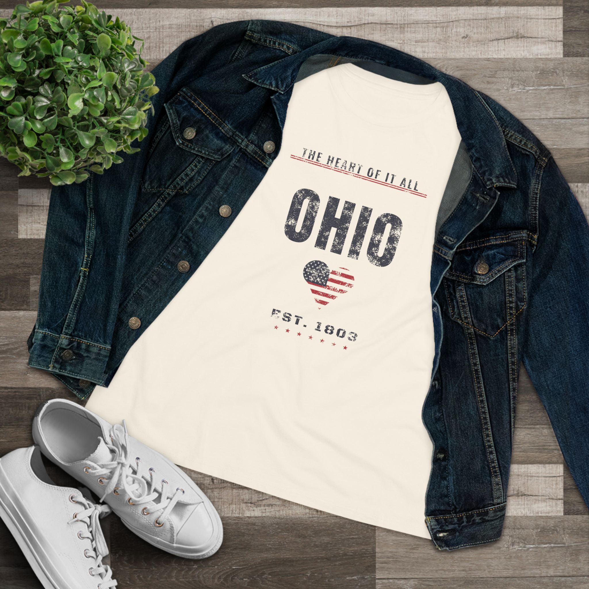 Ohio Heart of It All Women's Relaxed Tee in Natural