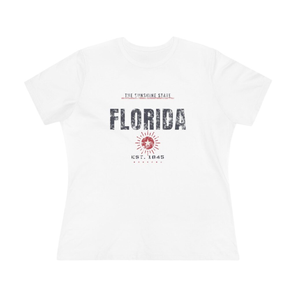 Florida Sunshine State Women's Relaxed Tee in White, front view