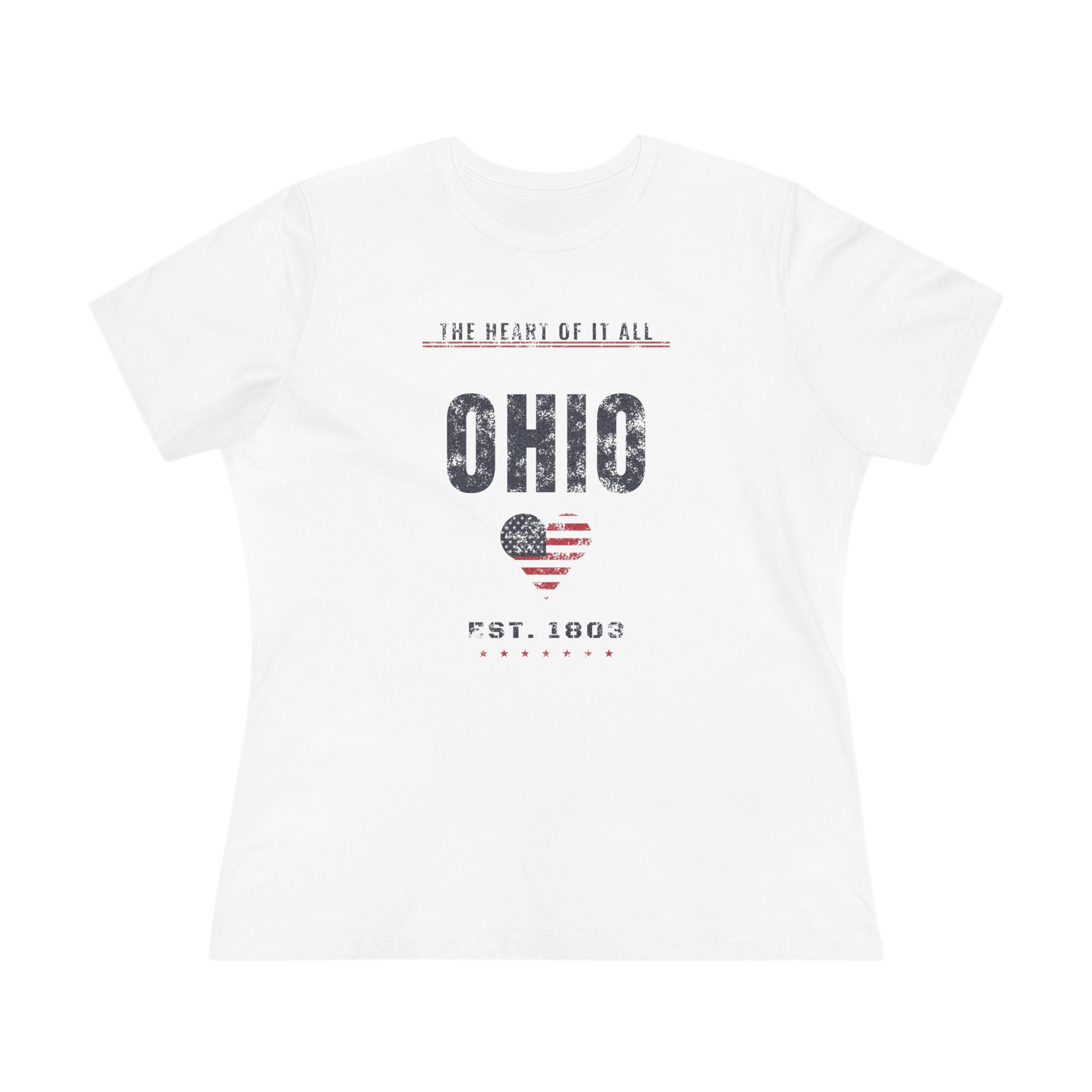 Ohio Heart of It All Women's Relaxed Tee in White, front view